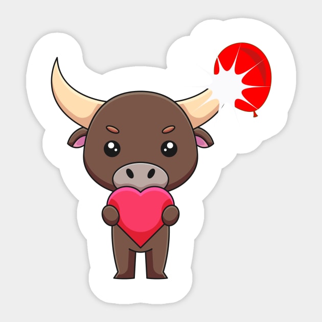 Cute bull Loves you Sticker by Mixserdesign